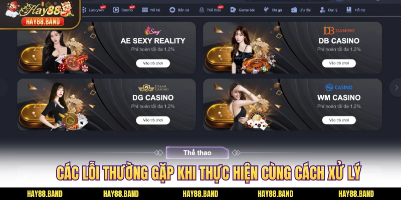 Các lỗi thường gặp khi thực hiện cùng cách xử lý